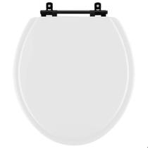 Assento Sanitario Poliéster Convencional Universal Oval Branco com Ferragem Preta