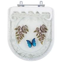 Assento Sanitário Poliéster Decorado Borboleta Vogue Plus para Vaso Deca