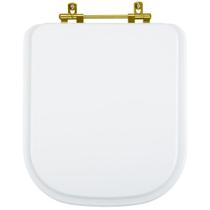 Assento Sanitário Poliéster Elite Branco para vaso Celite Com Ferragem Dourada Assento Sanitário Poliéster Elite Branco para vaso Celite Com Ferragem Dourada