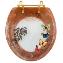 Assento Sanitário Poliéster Oval Convencional Caramelo com 4 Borboletas para todas as marcas Com Ferragem Dourada Assento Sanitário Poliéster Oval Convencional Caramelo com 4 Borboletas para todas as marcas Com Ferragem Dourada