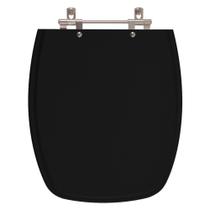 Assento Sanitário Poliéster Primula Plus Preto para Vaso Fiori