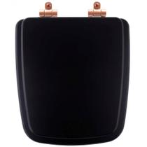 Assento Sanitário Poliéster Soft Close Boss Matte Black (Preto Fosco) para Vaso Incepa com Ferragem Rose Gold