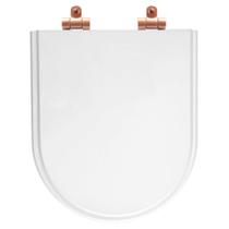 Assento Sanitário Poliéster Soft Close Duna Branco para Vaso Deca com Ferragem Rose Gold