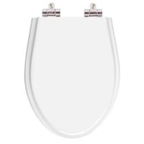 Assento Sanitário Poliester Soft Close Oval Alongado Branco para vaso Aqualiv Assento Sanitário Poliester Soft Close Oval Alongado Branco para vaso Aqualiv