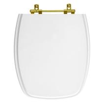 Assento Sanitário Poliéster Stylus Branco para vaso Celite Com Ferragem Dourada Assento Sanitário Poliéster Stylus Branco para vaso Celite Com Ferragem Dourada