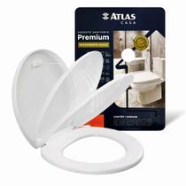 Assento Sanitário Premium Fechamento Suave Oval Universal Atlas Desce Devagar Tampa Privada Close Cor:Branco Assento Sanitário Premium Fechamento Suave Oval Universal Atlas Desce Devagar Tampa Privada Close Cor:Branco