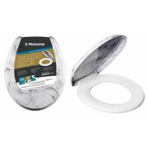 Assento Sanitario Primafer Almofadado Universal Decor Marmore Cinza