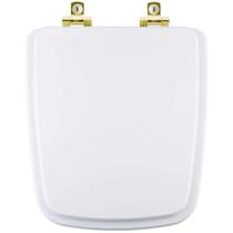 Assento Sanitário Soft Close Clean Branco para vaso Deca com Ferragem Dourada