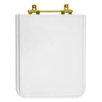 Assento Sanitario Square Branco Para Vaso Incepa Com Ferragem Dourada