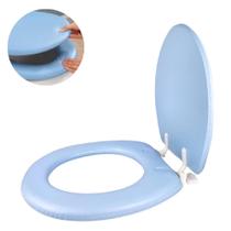 Assento sanitario universal oval almofadado macio para vaso privada banheiro lavabo azul