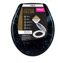 Assento Tampa Vaso Sanitário Mármore Almofadado Oval Universal Preto - Atlas