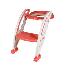 Assento Troninho Redutor Sanitário Infantil com Escada Rosa Multmaxx