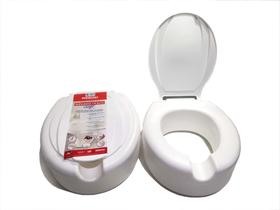 Assento vaso elevado 13,5 cm branco com tampa para idosos e deficientes - Mebuki