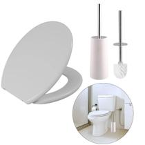 Assento Vaso Oval Soft Branco + Escova Sanitária Branca
