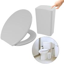 Assento Vaso Oval Soft Branco +Lixeira Branca 8L Tampa Click Assento Vaso Oval Soft Branco +Lixeira Branca 8L Tampa Click