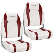 Assentos de barco VIVOHOME dobráveis com encosto alto, pacote com 2 unidades, impermeáveis