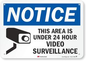 Assine o aviso de vigilância por vídeo de 24 horas do SmartSign U1-1002-RA_10x7