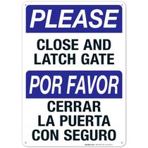 Assine Sigo Signs Por favor, feche e trave o portão de alumínio 25x35cm Assine Sigo Signs Por favor, feche e trave o portão de alumínio 25x35cm