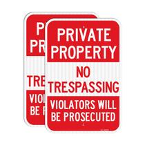 Assine T&R Private Property Proibida Invasão de Alumínio 18 x 12 polegadas (pacote com 2)