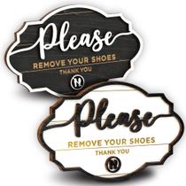 Assine Woodamore, por favor, remova seus sapatos, pacote com 2 unidades para porta Assine Woodamore, por favor, remova seus sapatos, pacote com 2 unidades para porta