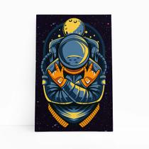 Astronauta Azul Desenho Lua Universo Quadro Canvas 60x40cm Astronauta Azul Desenho Lua Universo Quadro Canvas 60x40cm