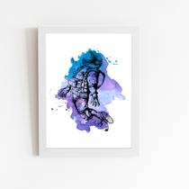 Astronauta Roxa Minimalista Quadro Moldura Branca 60x40cm Astronauta Roxa Minimalista Quadro Moldura Branca 60x40cm
