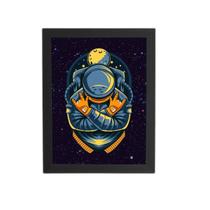 Astronauta ul Desenho Lua Quadro Moldura Preta 60X40Cm