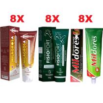 Atacado Revenda 8 Pomada Milagrosa + 8 Fisio Fort + 8 Mil Dores