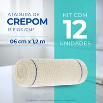 Atadura Crepom Faixa Bandagem Elástica 06cmx1.2m Kit 12 Un