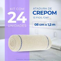 Atadura Crepom Faixa Bandagem Elástica 08cmx1.2m Kit 24 Un