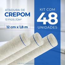 Atadura Crepom Faixa Bandagem Elástica 12cm x 1,80m Kit 48 Unidades