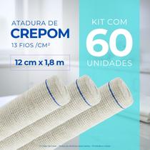 Atadura Crepom Faixa Bandagem Elástica 12cm x 1,80m Kit 60 Unidades