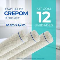 Atadura Crepom Faixa Bandagem Elástica 12cmx1.2m Kit 12 Un