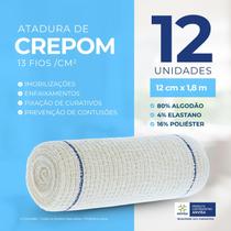 Atadura Crepom Faixa Bandagem Elástica 12cmx1.8m Kit 12 Un
