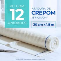 Atadura Crepom Faixa Bandagem Elástica 30cm Kit 12 Unidades