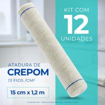 Atadura Crepom Texmed Bandagem Elástica 15cmx1.2m Kit 12 Un