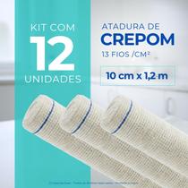 Atadura Ortopédica de Crepom Faixa Bandagem Elástica 10cmx1.2m Kit 12 Unidades