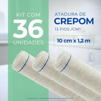Atadura Ortopédica de Crepom Faixa Bandagem Elástica 10cmx1.2m Kit 36 Unidades