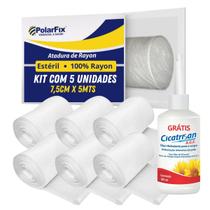 Atadura Rayon Bandagem 7,5cm x 5m 5 Unid + Oleo de Girassol