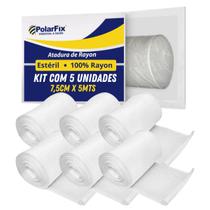 Atadura Rayon Bandagem Estéril 7,5cm X 5 Metros 5 Unidades