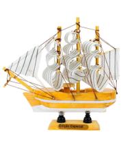 ATB-3131PC-M(E) Miniatura Barco Navio Veleiro Madeira 13x3x14cm - BASE BRANCA - Taimes