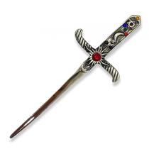 Athame Cigana Metal Prata Pedra Colorida + Presente