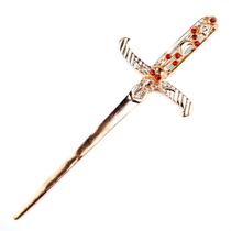 Athame Crânio em Metal Cobre Brilhante 19 cm Pedra Vermelha