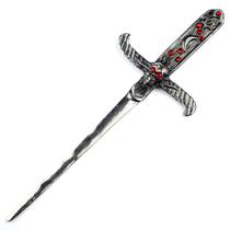 Athame Crânio em Metal Prateado Envelhecido 19 cm