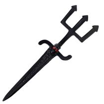 Athame Exu com Tridente e Crânio em Metal Negro 17 cm