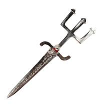 Athame Exu com Tridente e Crânio em Metal Niquelado 17 cm