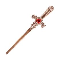 Athame Metal Cobre Brilhante 15 cm Pedra Vermelha Reforçado Athame Metal Cobre Brilhante 15 cm Pedra Vermelha Reforçado