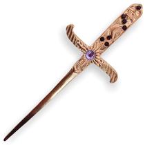 Athame Metal Cobre Brilhante 19 Cm Com Pedras Lilas E Strass