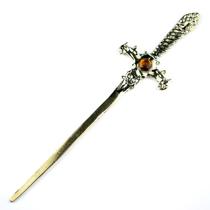 Athame Metal Dourado Brilhante 15 cm Pedra Amarela Athame Metal Dourado Brilhante 15 cm Pedra Amarela