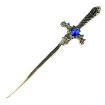 Athame Metal Dourado Envelhecido 15 cm Pedra Azul Athame Metal Dourado Envelhecido 15 cm Pedra Azul